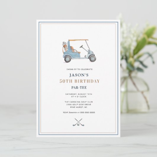 Invitation Simple Golf Thème PAR- TEE Anniversaire (Debout devant)