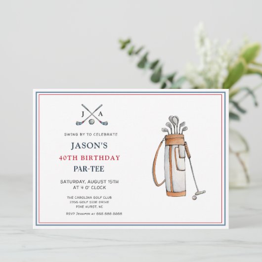 Invitation Simple Golf Thème PAR- TEE Anniversaire (Debout devant)
