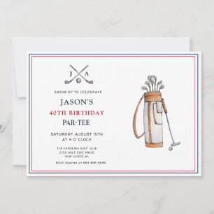Invitation Simple Golf Thème PAR- TEE Anniversaire