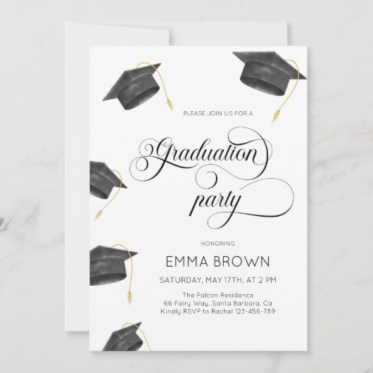 Invitation Simple Grad Party Invitation, Graduation 2024 (Devant)