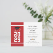 Invitation Simple Graduation 2023 Moderne Rouge Blanc (Debout devant)