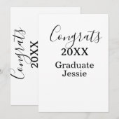Invitation Simple graduation congratulations minimal add clas (Devant / Derrière)