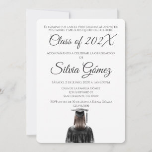 Invitation Simple graduation en noir et blanc de la promotion