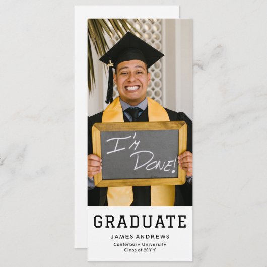 Invitation Simple Graduation Moderne Design Grad Party Photo (Devant / Derrière)