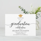 Invitation Simple graduation, or blanc calligraphie moderne (Debout devant)