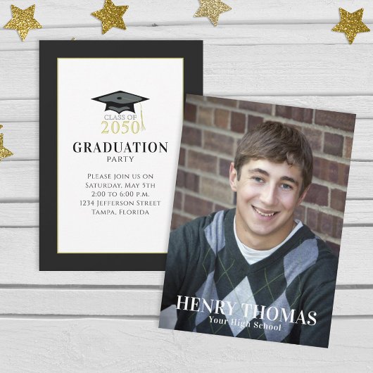 Invitation Simple Graduation Photo Classic Personnalisé