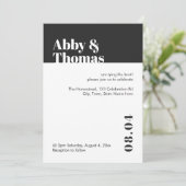 Invitation Simple Gras Moderne Minimaliste Noir Blanc Mariage (Debout devant)