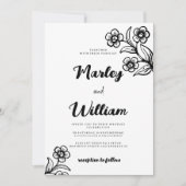 Invitation Simple gras noir typographie Mariage floral (Devant)