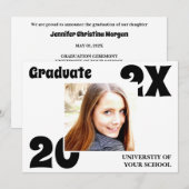 Invitation simple Gras Photo Graduation (Devant / Derrière)