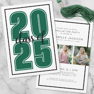 Invitation Simple Green Graduate Photo Graduate