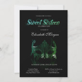 Invitation Simple Green Masque Black Sweet 16 (Devant)