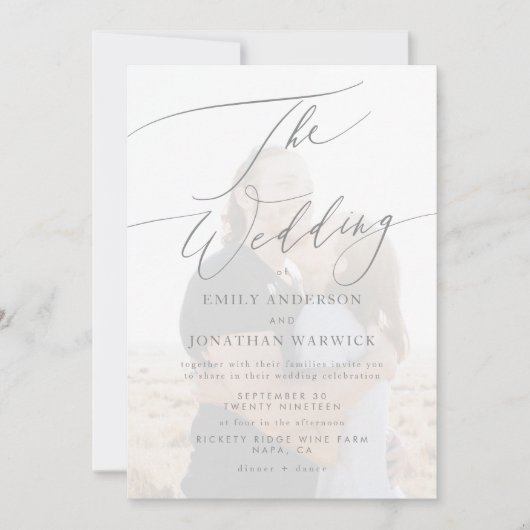 Invitation Simple Gris Blanc Le Mariage Photo Overlay (Devant)