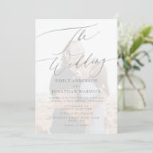 Invitation Simple Gris Blanc Le Mariage Photo Overlay (Debout devant)