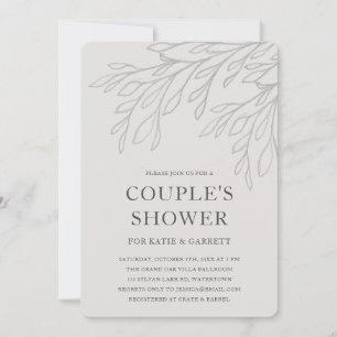 Invitation Simple Gris Line Art Élégant Couples Douche