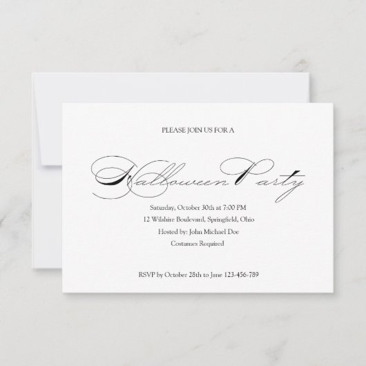Invitation simple Halloween Ball Costume fête (Devant)