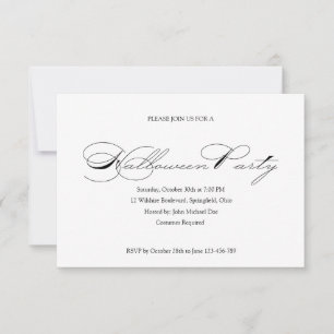 Invitation simple Halloween Ball Costume fête