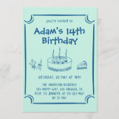 Invitation Simple Hand-Drawn Cake 14th Birthday Party (Devant)