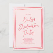 Invitation Simple Hand Drawn Graduation Party Photo Pink (Devant)