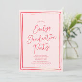 Invitation Simple Hand Drawn Graduation Party Photo Pink (Debout devant)
