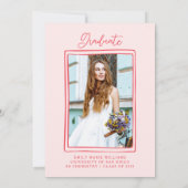 Invitation Simple Hand Drawn Graduation Party Photo Pink (Dos)