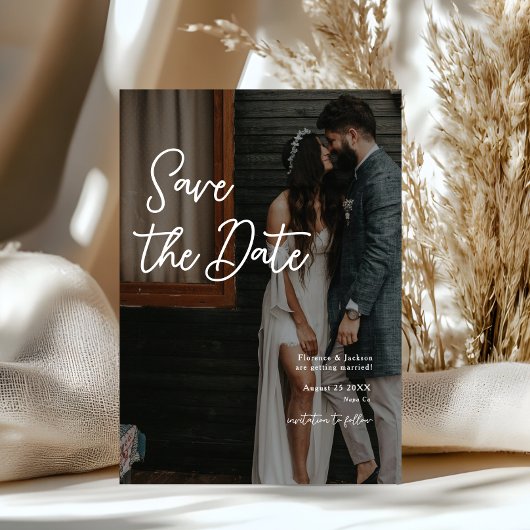 Invitation Simple Handwritten Save The Date Wedding Photo