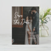 Invitation Simple Handwritten Save The Date Wedding Photo (Debout devant)