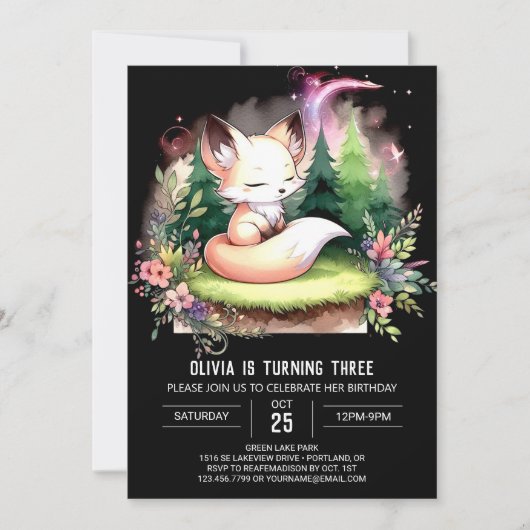 Invitation Simple Happy Fox Anniversaire numérique (Devant)