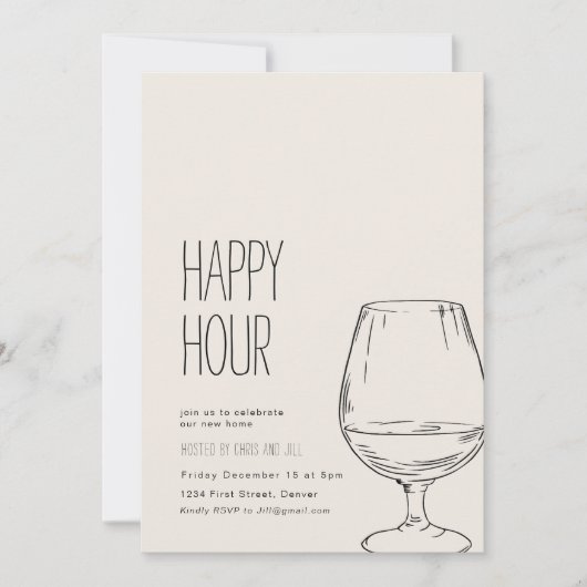 Invitation simple Happy Hour House (Devant)
