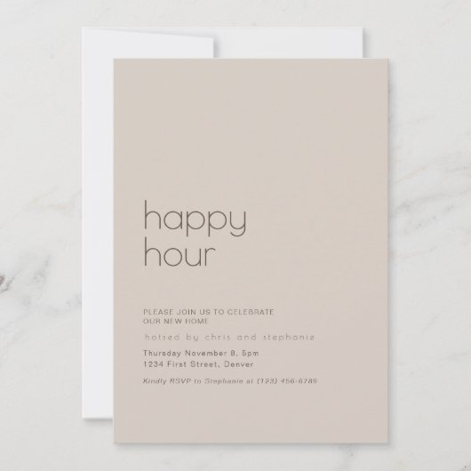 Invitation simple Happy Hour House (Devant)