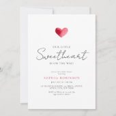 Invitation Simple Heart Little Sweetheart Baby Shower (Devant)