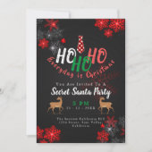 Invitation Simple HO Red & Black Snowflakes Christmas Père No (Devant)