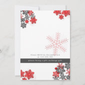 Invitation Simple HO Red & Black Snowflakes Christmas Père No (Dos)