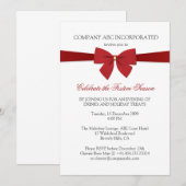Invitation Simple Holiday Red Ribbon Corporate Party (Devant / Derrière)