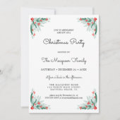 Invitation Simple Holly Berry Ivy Fête de Noël Feuille (Devant)