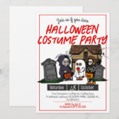 Invitation Simple Horreur éffrayants enfants Halloween costum (Devant / Derrière)