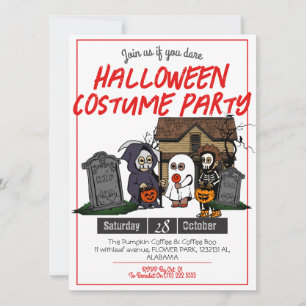 Invitation Simple Horreur éffrayants enfants Halloween costum