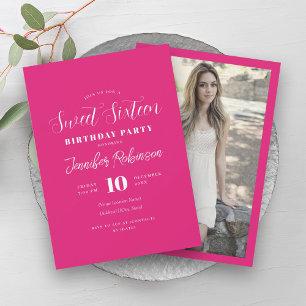 Invitation Simple Hot rose Photo Sweet 16 Seize