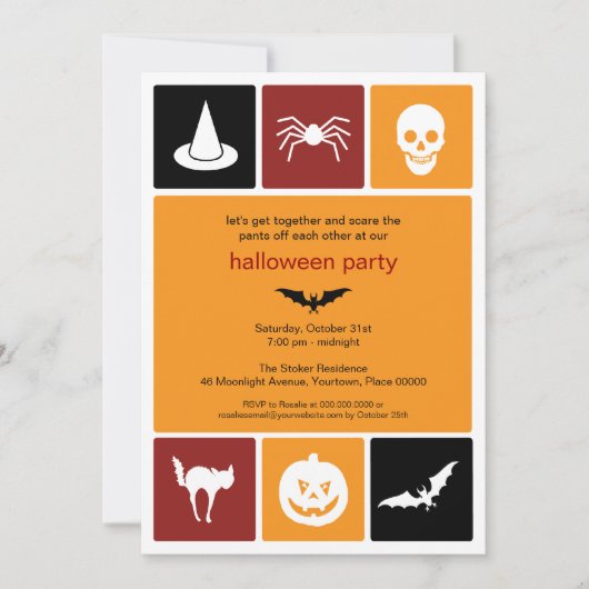 Invitation Simple Icônes Halloween (Devant)