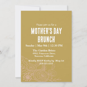 Invitation Simple Indigo Floral Fête des Mères Brunch