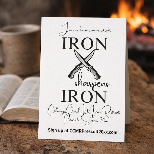 Invitation Simple Iron sharpens Iron Christian Men's Retreat