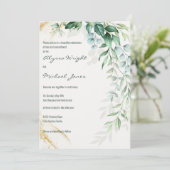 Invitation Simple ivory gold greenery leaf floral Wedding (Debout devant)