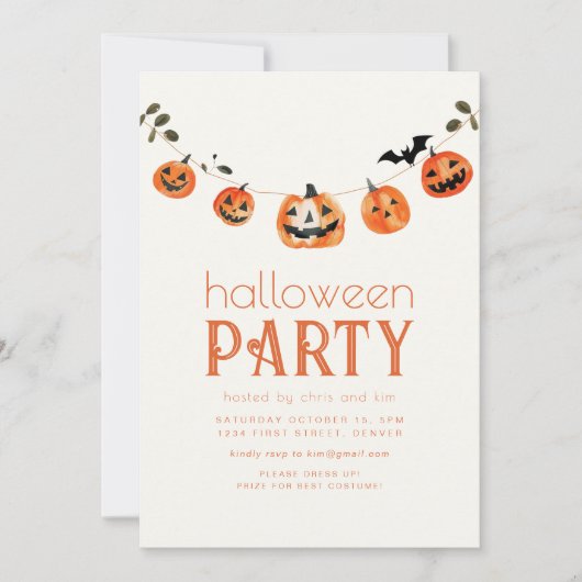 Invitation simple Jack-o'-lantern Halloween Party (Devant)