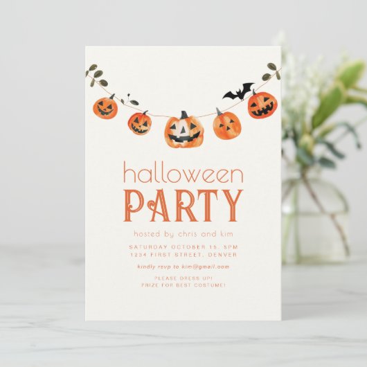 Invitation simple Jack-o'-lantern Halloween Party (Debout devant)
