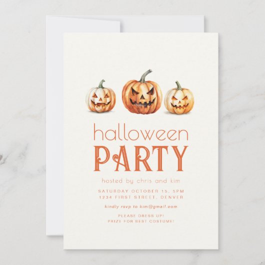 Invitation simple Jack-o'-lantern Halloween Party (Devant)
