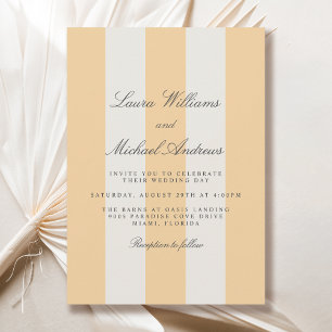 Invitation Simple Jaune et Blanc Cabana Rayures Mariage