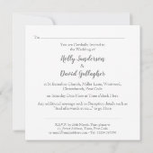 Invitation Simple Jour de Mariage Argent Gris et Blanc (Dos)