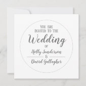 Invitation Simple Jour de Mariage Argent Gris et Blanc (Devant)