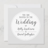 Invitation Simple Jour de mariage gris argent et blanc (Devant)