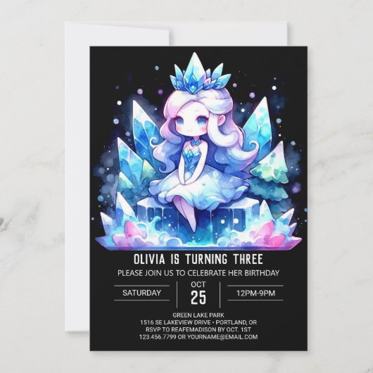 Invitation Simple Joyeuse Princesse Anniversaire (Devant)