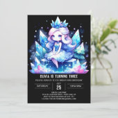 Invitation Simple Joyeuse Princesse Anniversaire (Debout devant)